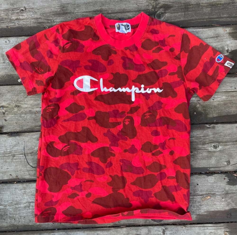 Champion x Bape Shirt Camouflage A Bathing Ape Designer Camouflage Tshirt Sm
